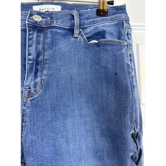 Pacsun Women's Y2K Perfect Fit Ankle Jegging Jeans Blue Side Lace Up Denim 28 - Picture 3 of 12